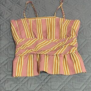 TELA Fleur top VOLANT Striped Pink and Yellow Women's Top